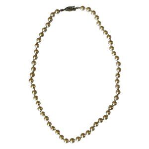 Vintage Faux Pearl Necklace With G Silver Filigree Clasp 16” Length